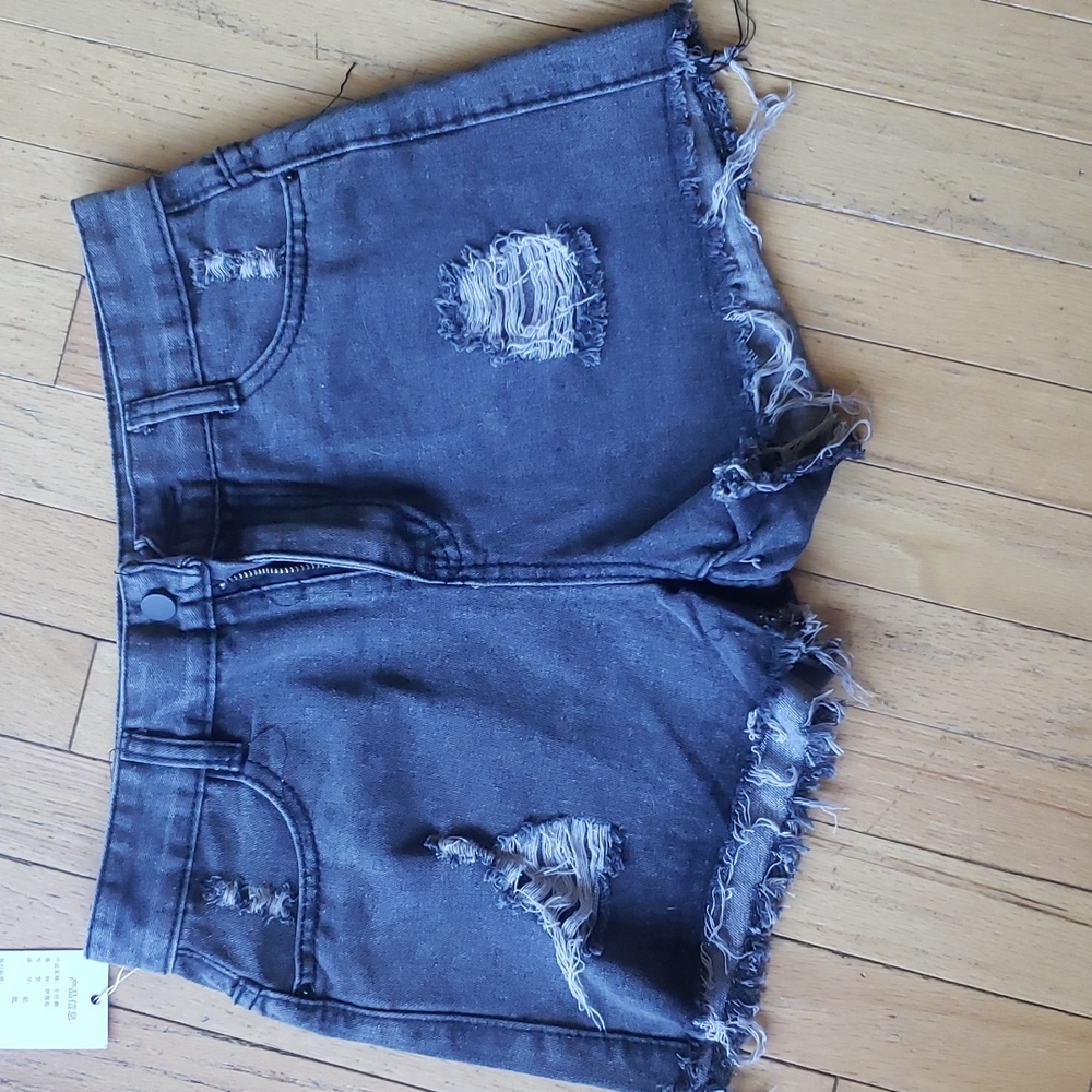 Charcoal Gray Denim Shorts